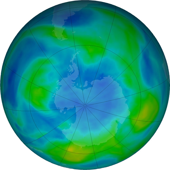 Antarctic ozone map for 16 April 2018